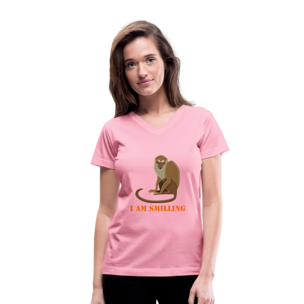 Women's V-Neck T-Shirt - pink